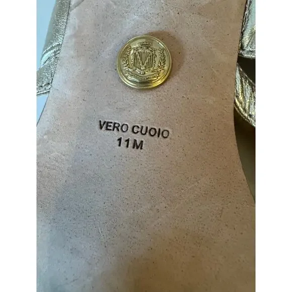 Veronica Beard Alanis Platinum Leather Sandals - Size 11 - Picture 7 of 7